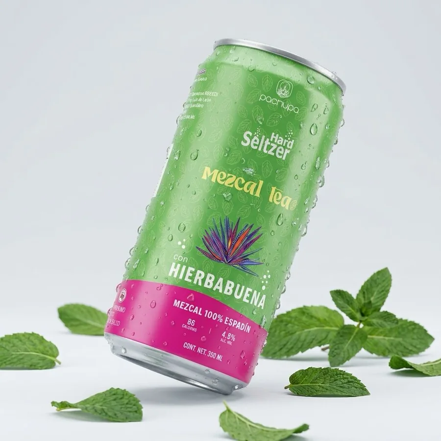 Lata de Mezcal Tea sabor Hierbabuena Pachupa